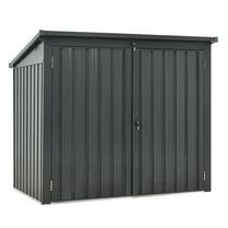 Roninkier Stainless Galvanized Outdoor Garbage Bin Shed Stores 2 Trash Cans for Garden, Black
