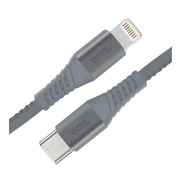 Cable Tipo C a Lightning Onn 1.2m Nylon 27 W Gris