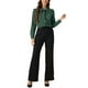 thumbnail image 2 of Blusa de trabajo de manga larga con cuello atado y botones para mujer INSPIRE CHIC en verde oscuro M, 2 of 6