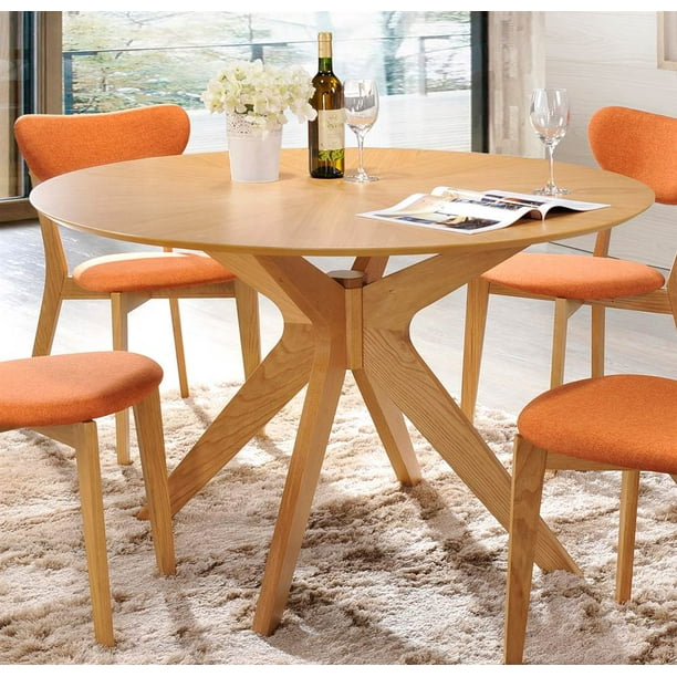 Brockton Round Dining Table In Natural White Finish Com Brockton Round Dining Table In Natural, Natural Wood Round Dining Room Table