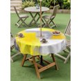 thumbnail image 5 of Yellow Grey Oil Painting Outdoor Tablecloth with Umbrella Hole, Abstract Modern Geometric Spillproof Waterproof Outdoor Table Cover, Patio Tablecloths for Party/Garden/Picnic, Round 54 inch, 5 of 9