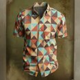 thumbnail image 4 of Zylanna Men's Button Down Shirts, Turn Down Collar Short Sleeve Hawaii Print Casual Fashion Tops for Men Multicolor, 4 of 5