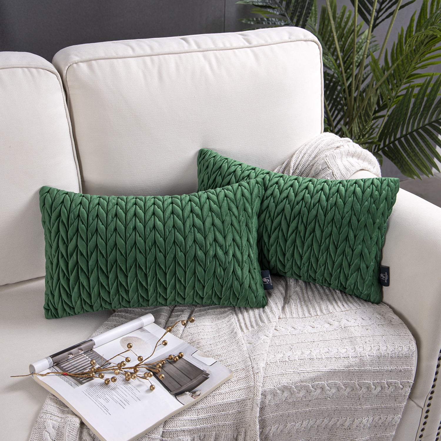 Phantoscope Quilted Velvet Braid Textured Pleated Decorative Throw