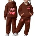 thumbnail image 2 of SGMVNU Boys 2 Pieces Sweatsuits for Age 8-9 Years Girls Fashion Fall Outfits Oversize Pullover Sweatshirt and Baggy Sweatpant Kids Clothes, Color Brown, 2 of 7