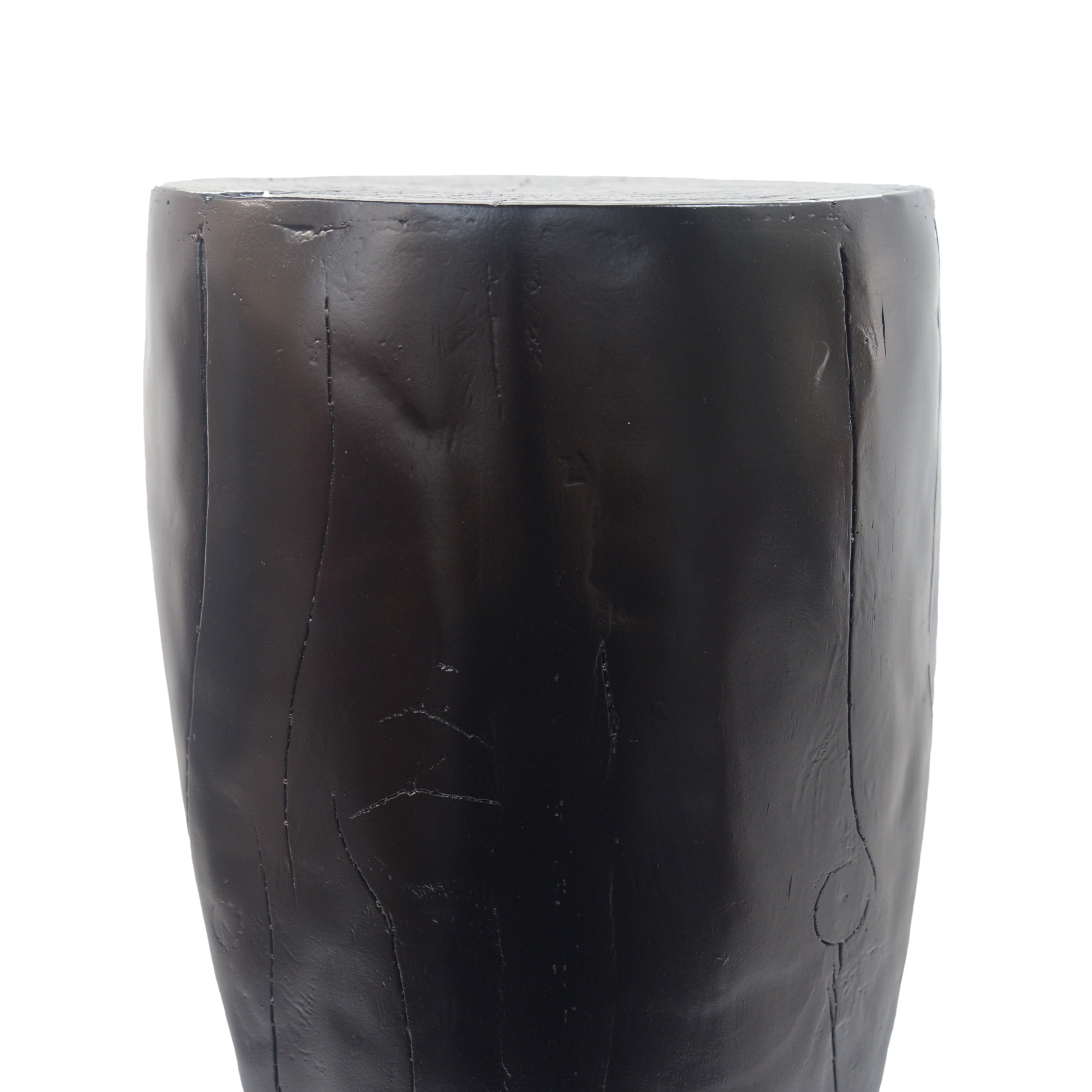 Hollow Design Side Table, Outdoor Lightweight Concrete End Table for Patio Balcony Garden, Black