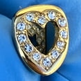 thumbnail image 3 of 14k Gold Plated Heart Shape Tooth Iced One Bottom Single Open Face Hollow Cap Grillz, 3 of 9