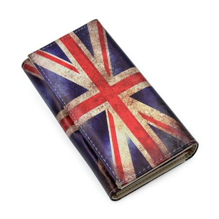 Premium Vintage Union Jack UK British Flag Print PU Leather Continental (Best Wallet Brands Uk)
