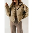 thumbnail image 4 of EVALESS Womens Quilted Jackets Winter Long Sleeve Zip Up Puffer Coats with Pockets Khaki M, 4 of 8
