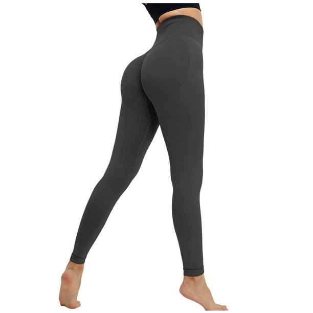 Leggings de yoga de cintura alta para mujer - Levantan las caderas, pantalones deportivos sin costuras - Bolsillos ocultos, nailon elástico y spandex - Diseño de trasero abombado para hacer ejercic