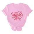 thumbnail image 4 of asdoklhq Funny Valentine's Day Tees for Women Women's Casual Round Neck Short-sleeved Christmas Tree Printed T-shirt Pink 3X, 4 of 6