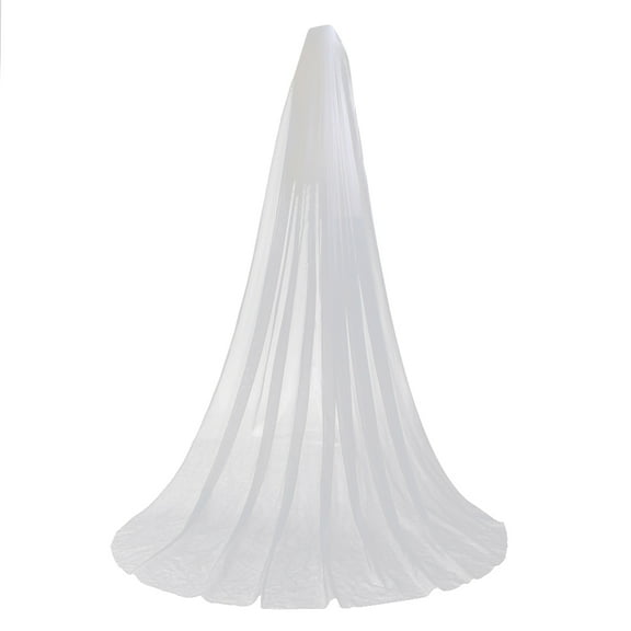 Liukekj 3M Long Wedding Veil Double Layer Tulle Cathedral Chapel Floor Veils with Hair Side Comb for Bride (White)