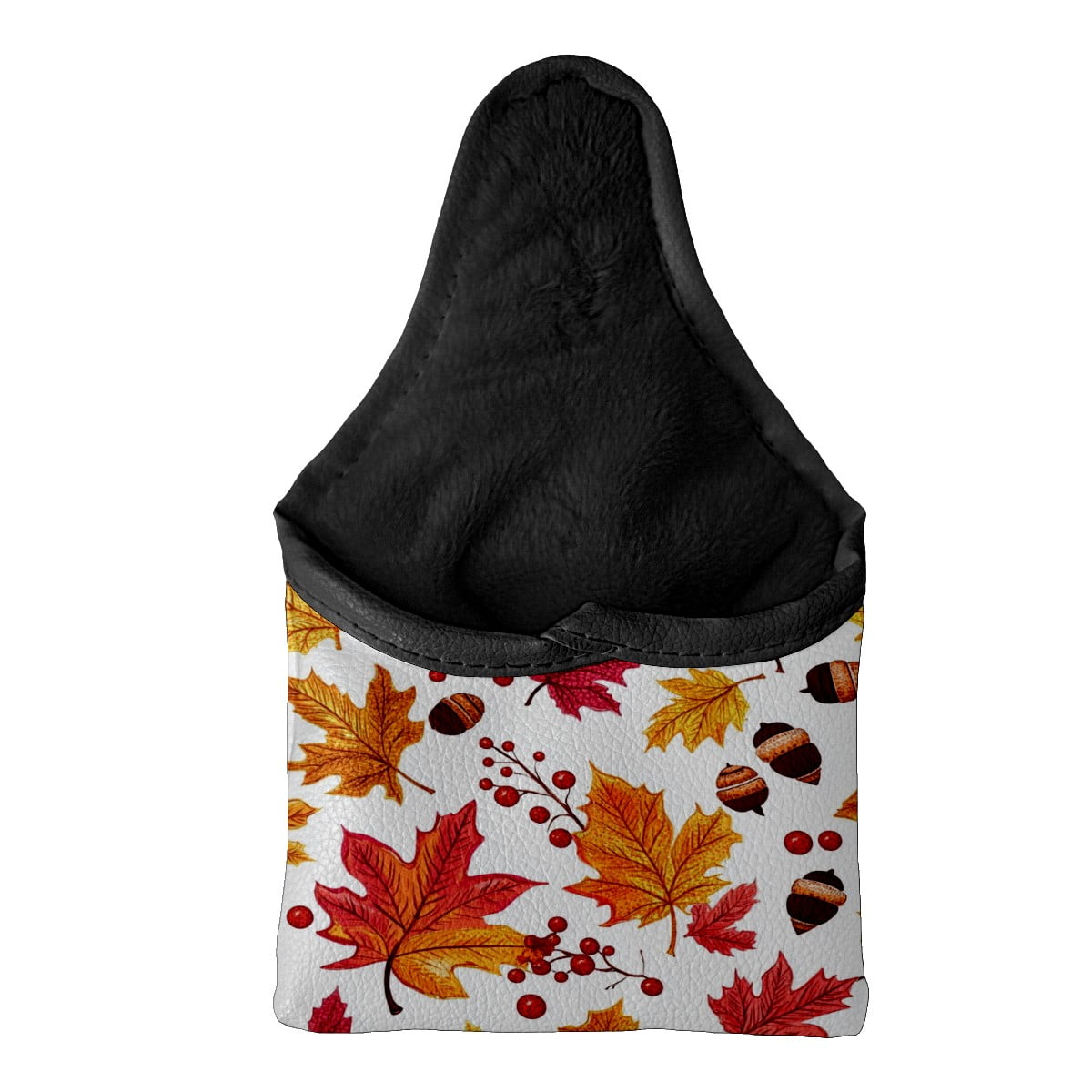 Golf Mallet Putter Cover Premium Leather Waterproof Golf Putter Head Cover with Magnetic Closure Autumn Maple Leaves