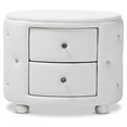 thumbnail image 3 of Allora 2 Drawer Faux Leather Tufted Nightstand in White, 3 of 6