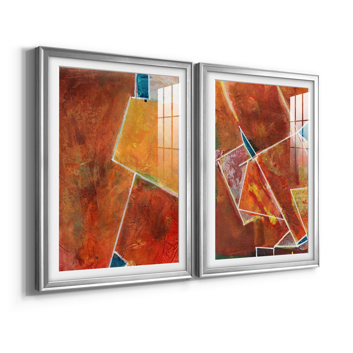 Wexford Home Primary Connection I Premium Framed Print, 30.5" x 42.5" - Ready to Hang, Silver (Set of 2)