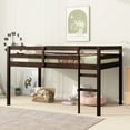 thumbnail image 2 of Jopath Twin Size Loft Bed, Rubber Wooden Loft Bed Frame with Ladder, Bed Platform of Strengthened Slats, Modern Low Loft Bed for Boys Girls, Espresso, 2 of 8