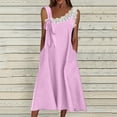 thumbnail image 2 of Vestido de Verano Casual sin Mangas Gradual de las Mujeres Vestido Largo con Cuello en V, Vestido de Vacaciones de Poliéster Suave, 2 of 9