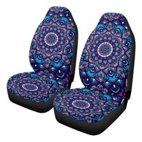 Uorisanigo Car Seat Covers for Front Seats Only, Plush Purple Mandala Front Seat Covers, Universal Fit for Trucks Vans SUVs Sedans Automotive Comfortable, 2 Pieces
