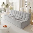 thumbnail image 3 of Sodrens Modern Sectional Sofa,Waffle modular sofa,Lazy Sofa Floor Sofa Foam Sofa Chenille Couch for Bedroom,Living Room and Apartment,3-Seat Sofa,Light Gray, 3 of 11