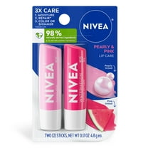 NIVEA Pearly and Pink Lip Care, Tinted Lip Balm Set, 0.17 oz Stick, Pack of 2