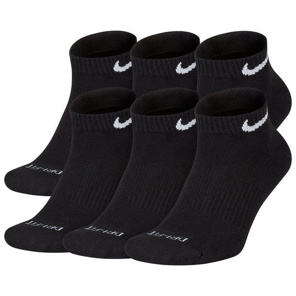 Nike Everyday Cushion Low Training Socks, Unisex Nike Socks, Black/White 6 Pair, S