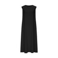 thumbnail image 4 of Summer Dresses for Women 2025, Women's Solid Sleeveless Round Neck Cotton And Linen Pocket Wrap Maxi Dress(Black,S), 4 of 6