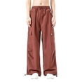 thumbnail image 2 of Multiple Pockets Cargo Pants for Women, High Waisted Pull Rope Breathable Workout Trousers, Solid Color Full Length Lounge Pants for Hiking Travel And Commuting, Practical Gifts for Women, 2 of 8
