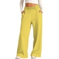 thumbnail image 4 of shoper Girls Oversized Wide Leg Sweatpants Kids Baggy Sweat Pants for Girls Drawstring Waist Straight Leg Joggers with Pockets Light Yellow, 4 of 5
