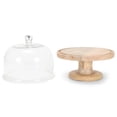 thumbnail image 2 of Classic Pedestal Natural Brown 12 x 10 Wood Base and Glass Cover Cake Stand, 2 of 6