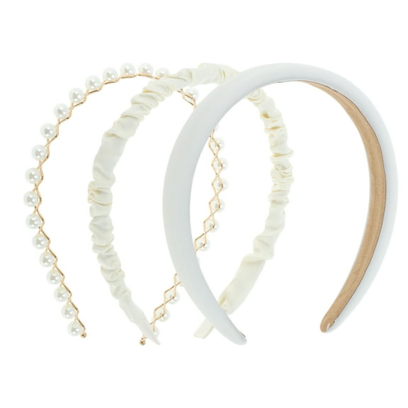Unique Bargains 1 Set Hairband Solid Hair Accessories for Women White
