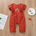 thumbnail image 2 of Penkiiy Newborn Infant Baby Girls Short Sleeve Ruffled Rainbow Romper Jumpsuit Outfits Cotton One-piece Romper 12-18 Months Wine 2023 Summer Deal, 2 of 9
