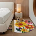 thumbnail image 2 of Spring Daisy Round Area Rug 3.3Ft Washable Circle Rugs for Dining Room Table, Brown Modern Abstract Art Dots Floral Non-Slip Carpet Floor Mats Indoor Outdoor Carpet Runner Aesthetic Home Decor, 2 of 8
