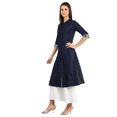 thumbnail image 3 of Disha Patani Collection Deep Blue Band Collar Yarn-dyed Kurta-XX Large, 3 of 6