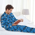 thumbnail image 6 of Picia Whale And Sea Pattern Men’s Long-Sleeve Sleepwear Set - Soft 2-Piece Loungewear with Pockets, Comfy PJs for Relaxing Nights-Large, 6 of 7