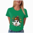 thumbnail image 4 of TOWED22 Womens Halloween Shirts Tshirts Spooky Season Ghost Vintage Graphic Tees Funny Crewneck Short Sleeve Tops(Green,XL), 4 of 8