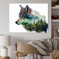 thumbnail image 2 of Designart Double Exposure Of A Wolf With Forest Landscape Canvas Wall Art, 2 of 5