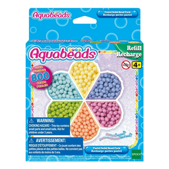 Aquabeads Pastel Solid Bead Pack, Kit de recharge de perles Arts & Crafts pour enfants - plus de 800 perles solides en 6 couleurs pastel