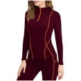 thumbnail image 2 of Blmnix Novelty Womens Work Blouses Business Work Wine Athletic Vacation Tops Long Sleeve Mock Neck Blouses, 2 of 7