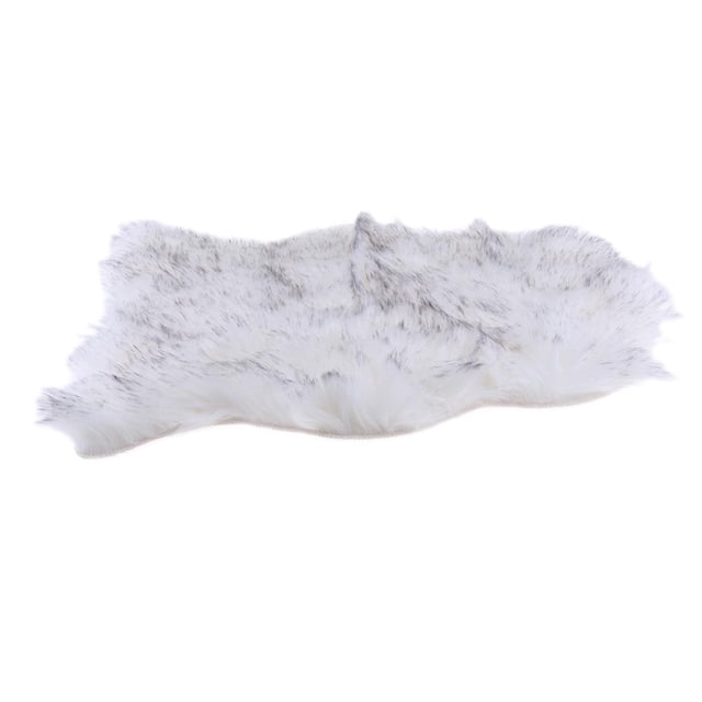 Abbracc 60x90cm Shaggy Soft Faux Area Rug Floor Carpet Mat White Grey