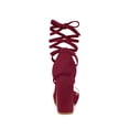 thumbnail image 2 of BLISSFUL STEP Women's Clear Strap Platform Lace up Block Heel Sandals Burgundy 10, 2 of 8