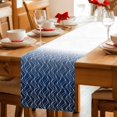 thumbnail image 5 of Modern Navy Blue Table Runner 70 Inches, Abstract Ombre Geometric Morocco Bed Runner Dresser Scarves Tabletop for Indoor Outdoor Parties/Ceremony/Banquet, 13" x 70", 5 of 9