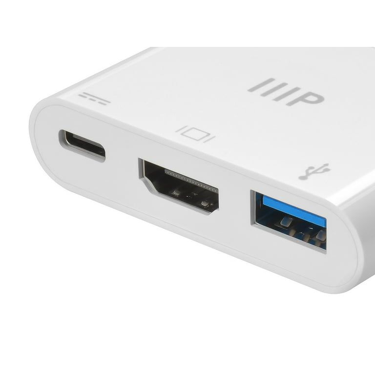 Monoprice Select Series USB-C 3-Port USB 3.0 Hub and Gigabit Ethernet  Adapter 