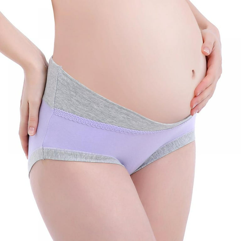 Miyanuby Women's Cotton Maternity Seamless Pregnancy Low Waist Ultra-Soft  and Breathable Moisture-Wicking Maternity Briefs M-3XL 