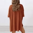 thumbnail image 3 of Lumtrix Women's 2 Piece Lounge Sets 2026 Casual Summer Airport Travel Outfits Oversized Side Slit Shirts Biker Shorts Matching Clothing Brown XS, 3 of 5