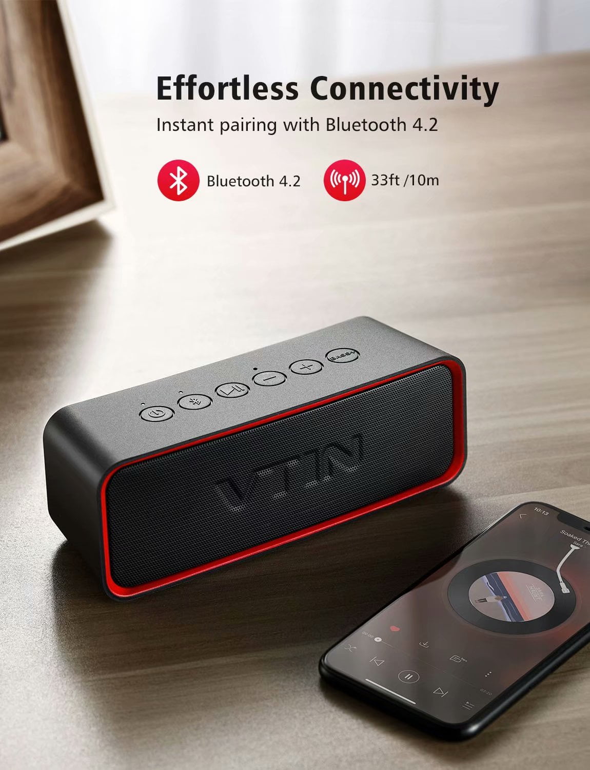 VTIN Wireless Bluetooth Speaker Portable IPX6 Waterproof with Extra Bass Classic 