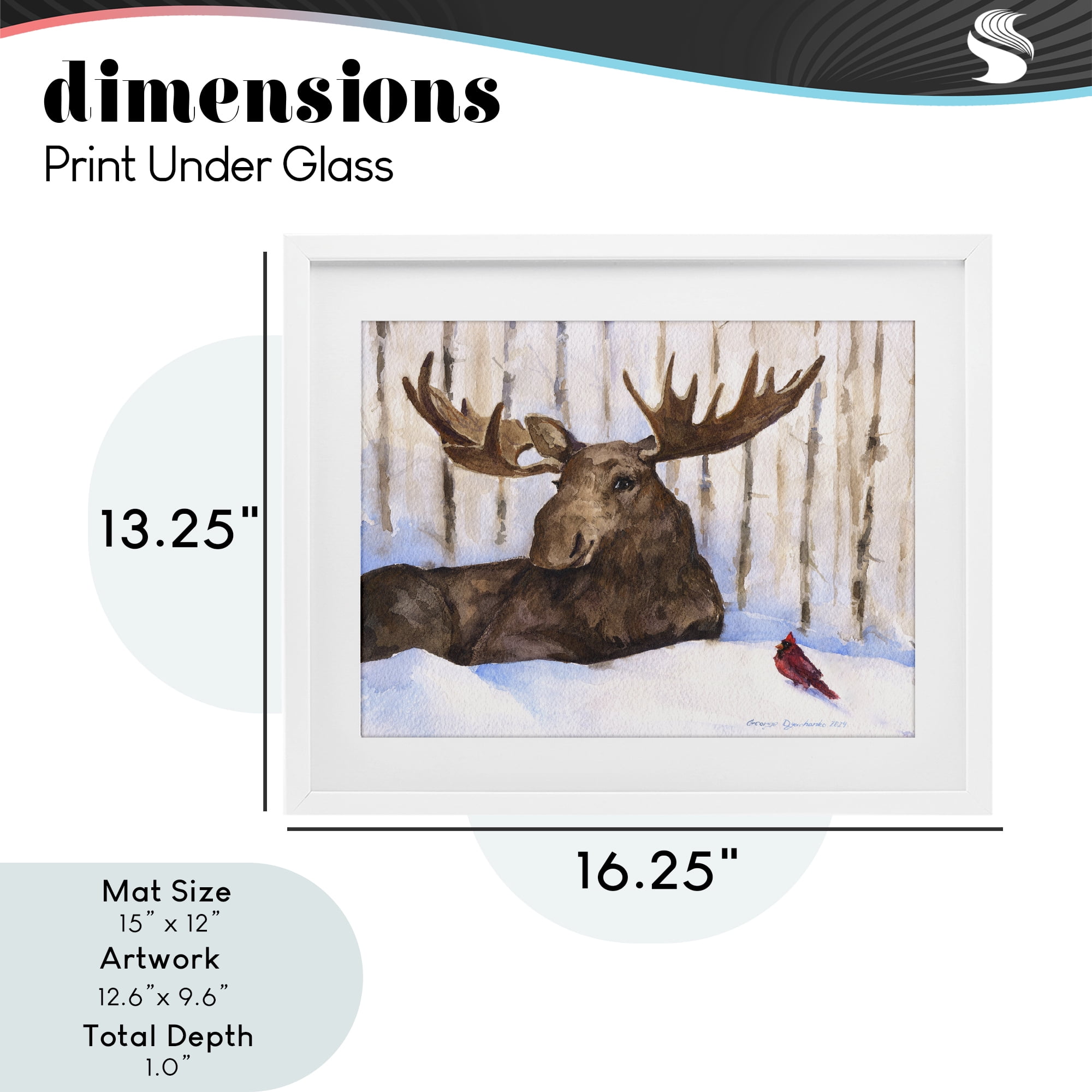 Stupell Industries Moose & Red Cardinal White Framed Print Under Glass, design by George Dyachenko