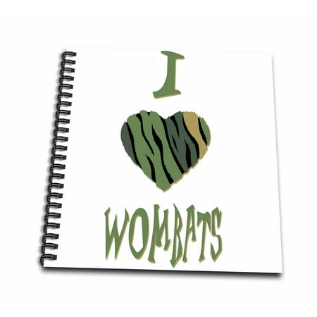 3dRose Camo Colored Striped I Love Wombats - Mini Notepad, 4 by 4-inch