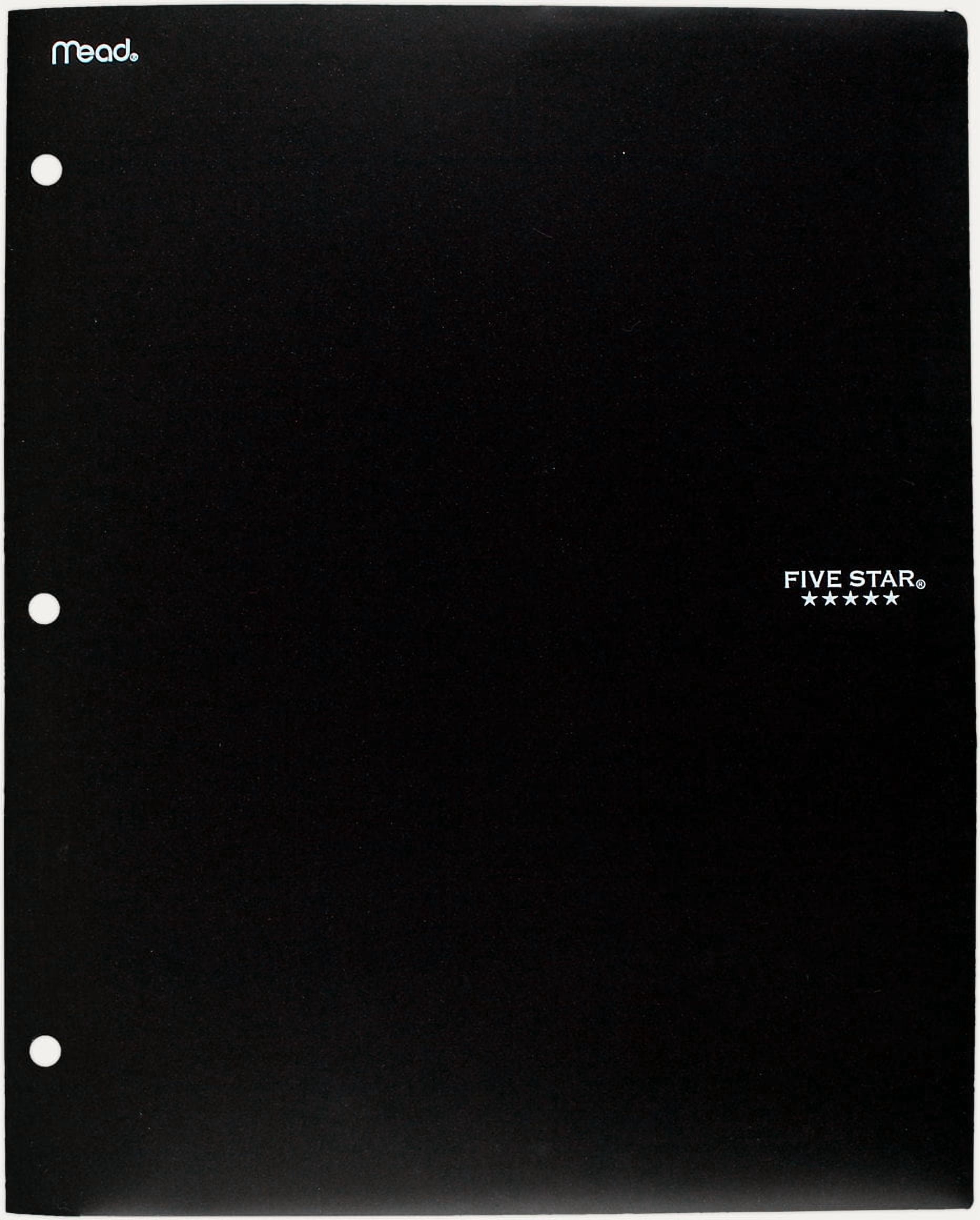 Five Star 2-Pocket Stay-put Tabs Folder with Three Hole Punched Black (33943)