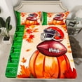 thumbnail image 2 of Manfei Sport Footabll Full Sheet Sets,Orange Pumpkin Bedding Full Size,Thanksgiving Day Bed Sheets Set Full Size,Lightweight Ball Gamer Bedroom Decorative,4-Piece, 2 of 6