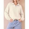 thumbnail image 3 of PRETTYGARDEN Women's Quarter Zip Pullover Oversized Sweaters Collared Neck, Long Balloon Sleeve, Jumper Tops, Soft Cozy Knit, Ribbed Hem, Loose Fit, Fall Outfits, Winter Fashion Clothing, 3 of 9