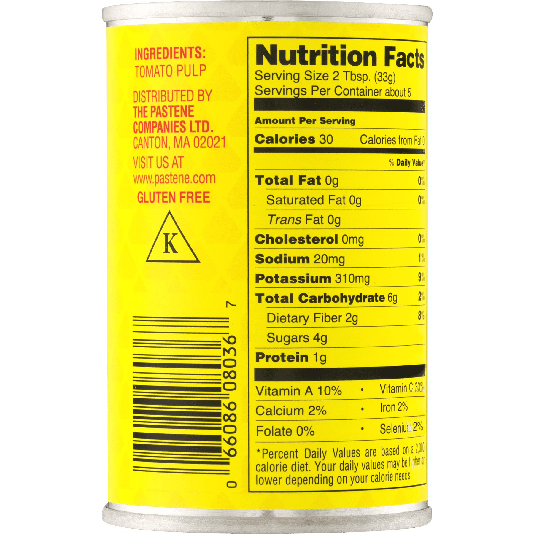 Pastene Fancy Tomato Paste 6 oz - Preservative-Free, Ideal for Thickening Soups, Stews, Gravies, No Allergens